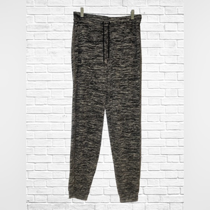 Juicy Couture Black & Gray Rhinestone‎ Lined Seam Jogger Lounge Pants Size M